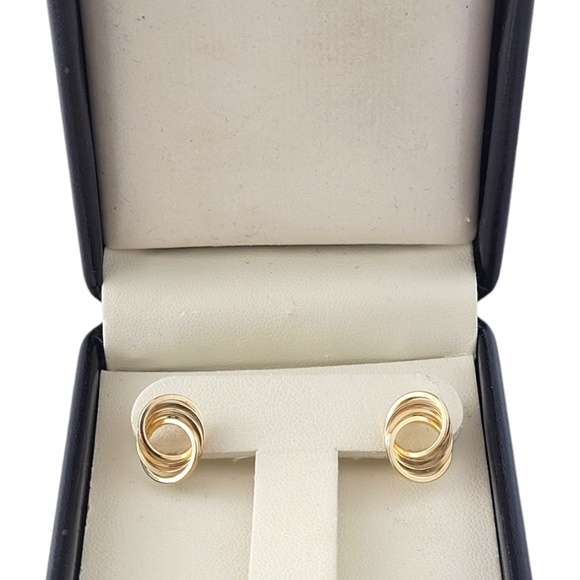 14K Yellow Gold Circle Knot Earrings #16875 - Picture 7 of 7
